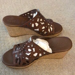 Brown patterned heels